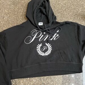 PINK Victoria's Secret Black Cropped Hoodie Size XS Small Imperfection Trendy